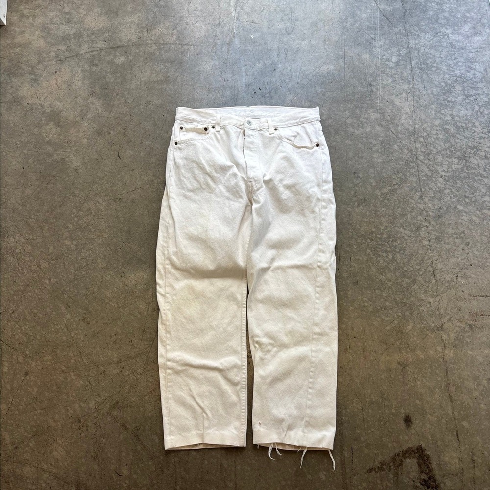 Vintage 90's White Made In USA Levi's 501 Button Fly‎ Denim Jeans 33x26 *read*
